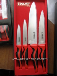 набор ножей цептер (из четырех ножей с красными ручками)